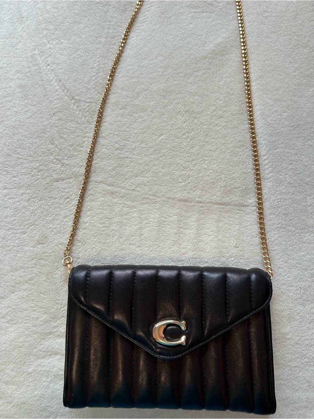 Coach Black Quilted Chain Shoulder Bag with Gold Hardware